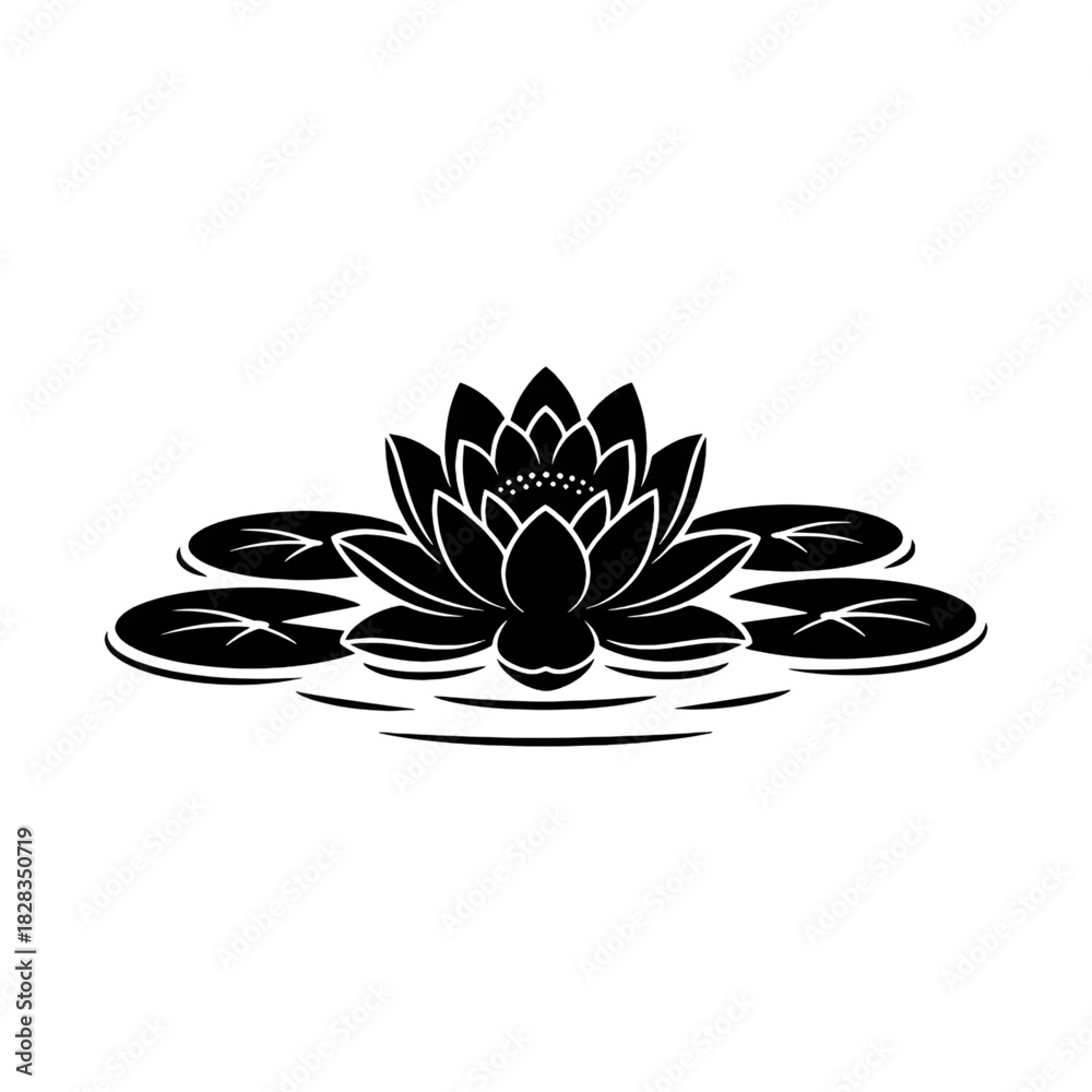 Fototapeta premium “Water Lily Silhouette Floral Illustration”