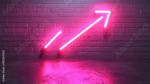 Fototapeta Naklejka Na Ścianę i Meble -  Neon pink arrows on brick wall