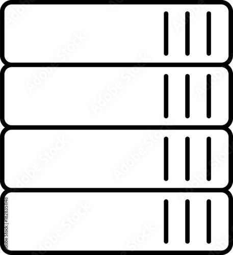 Clean Outline Stacked Server Unit Data Icon