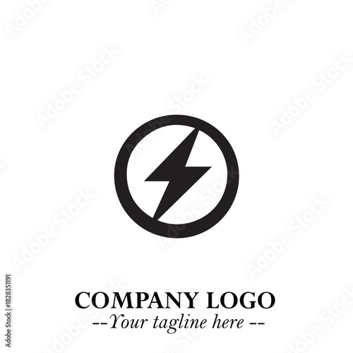 Sleek Electrical Logo Symbol on a Clean White Background for Modern Branding Design Elements Art