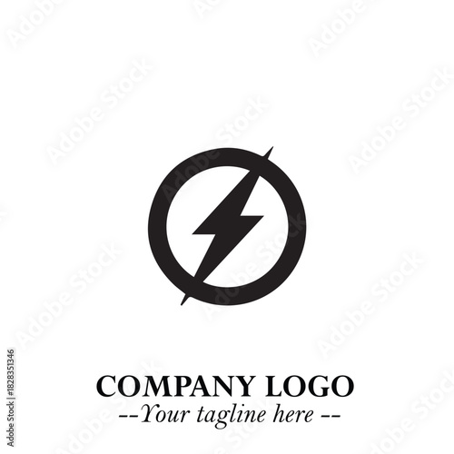 Sleek Electrical Logo Symbol on a Clean White Background for Modern Branding Design Elements Art