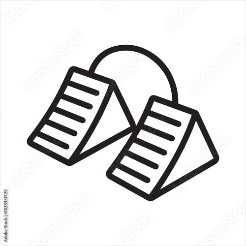 Wheel chocks wedge pair outline icon vector