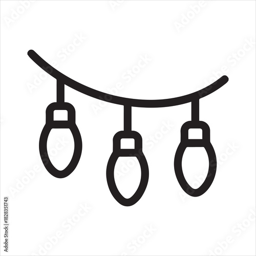 Outdoor string lights hanging outline icon vector