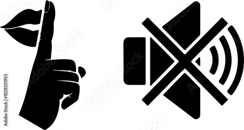 Quiet Please Symbol Set or Shush and No Sound