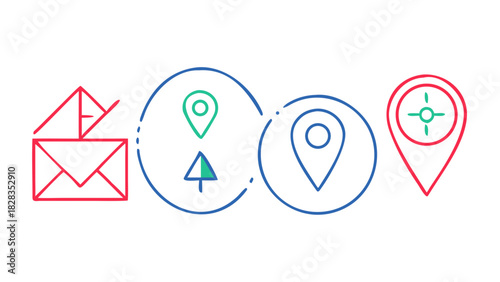 Location Pin and Direction Icons Vector GPS Navigation Symbols