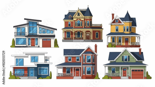 Collection of Diverse Architectural Styles - Six Unique Houses.