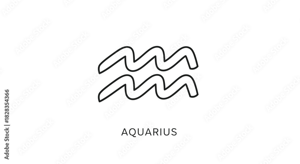 Obraz premium Aquarius zodiac symbol with the word Aquarius written below it.