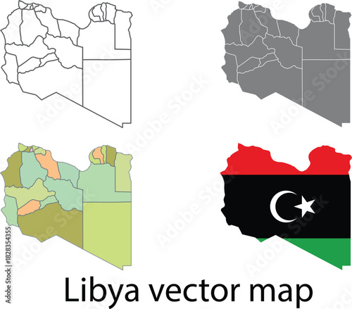 A clean and accurate Libya vector map designed with precise geographic borders and a modern, minimalist outline style.