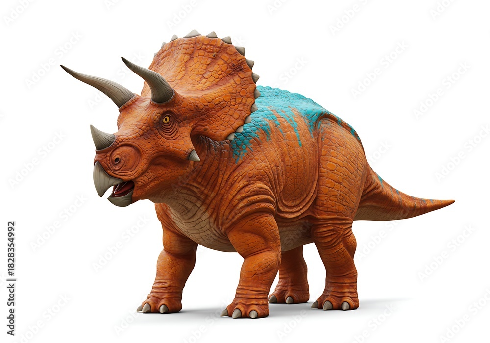Fototapeta premium Vibrant illustration of a triceratops dinosaur on white background