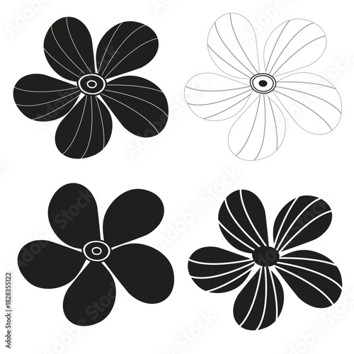 Set of five petal flower icons