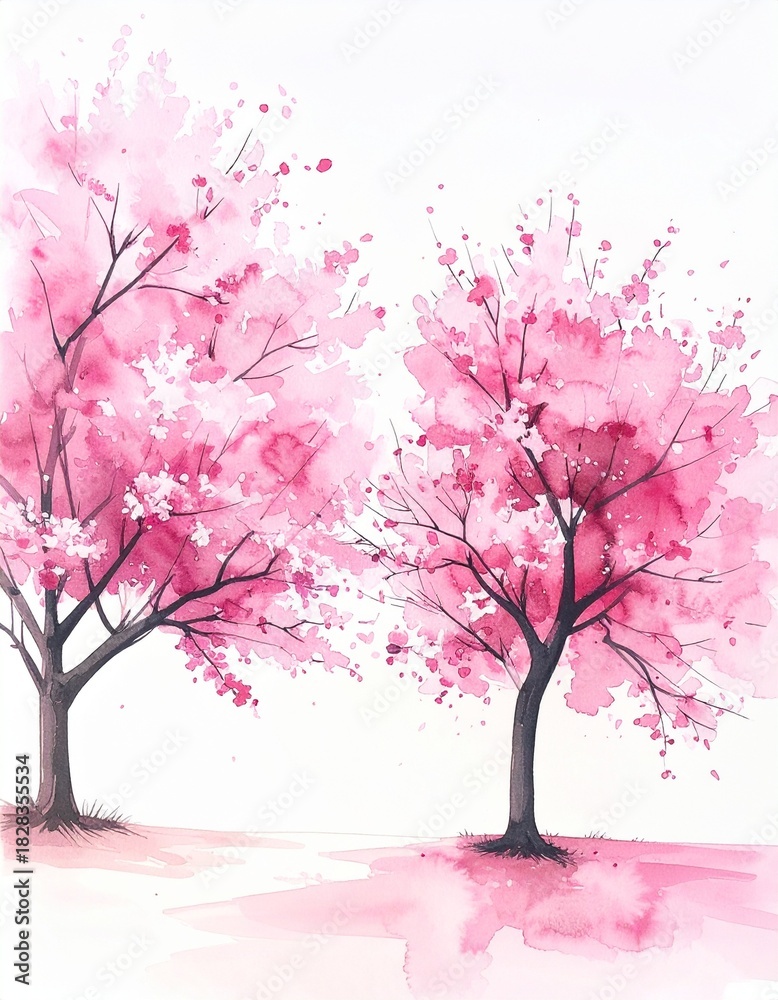 Fototapeta premium 桜の水彩画イラスト