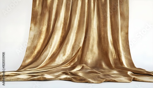 Gold Draped Fabric, Luxurious Textile Background