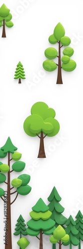 Stylized green tree icons on a white background, perfect for nature or eco designs,  icon,  illustration
