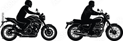 Motorcycle riders silhouette vector illustration on white background