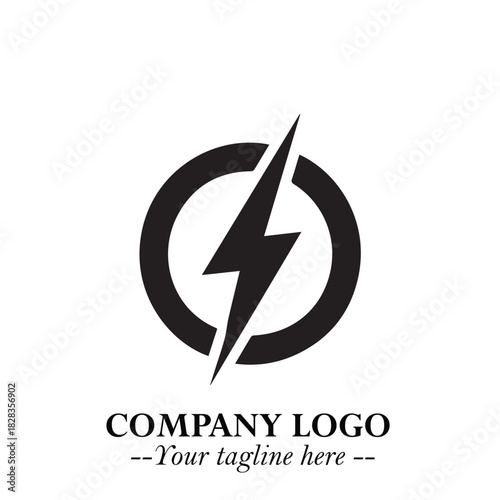 Sleek Electrical Logo Symbol on a Clean White Background for Modern Branding Design Elements Art