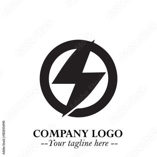Sleek Electrical Logo Symbol on a Clean White Background for Modern Branding Design Elements Art