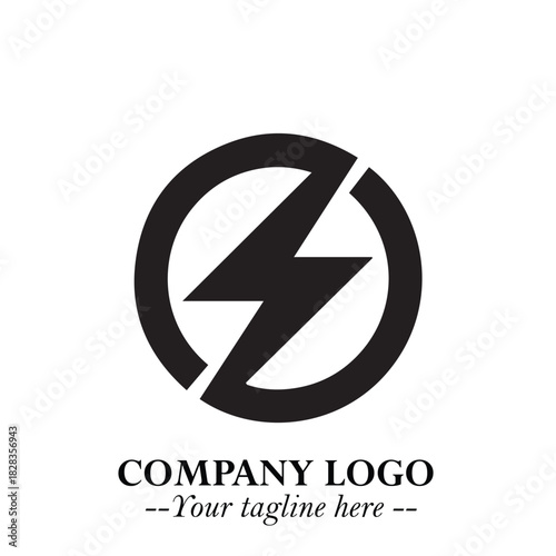 Sleek Electrical Logo Symbol on a Clean White Background for Modern Branding Design Elements Art