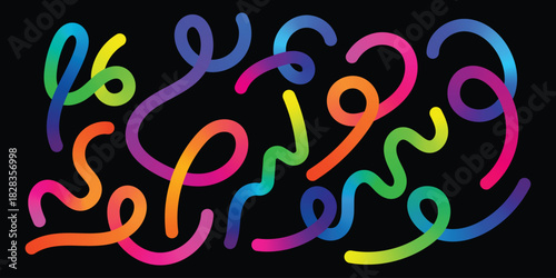 Assorted hand drawn style gradient scribbles and loops for adding artistic flair to presentations