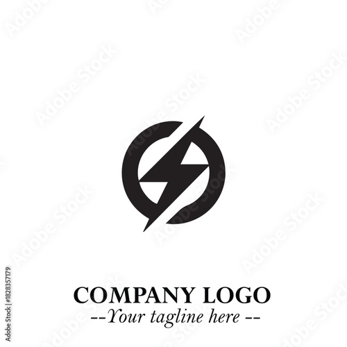 Sleek Electrical Logo Symbol on a Clean White Background for Modern Branding Design Elements Art