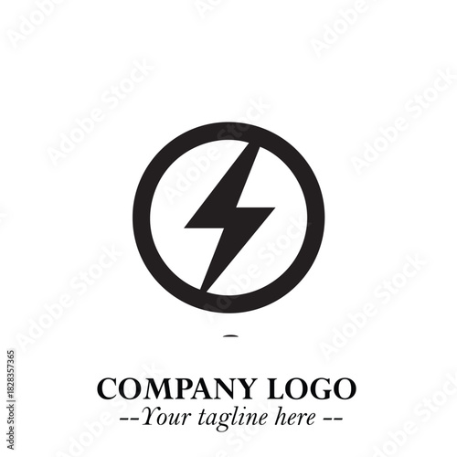 Sleek Electrical Logo Symbol on a Clean White Background for Modern Branding Design Elements Art