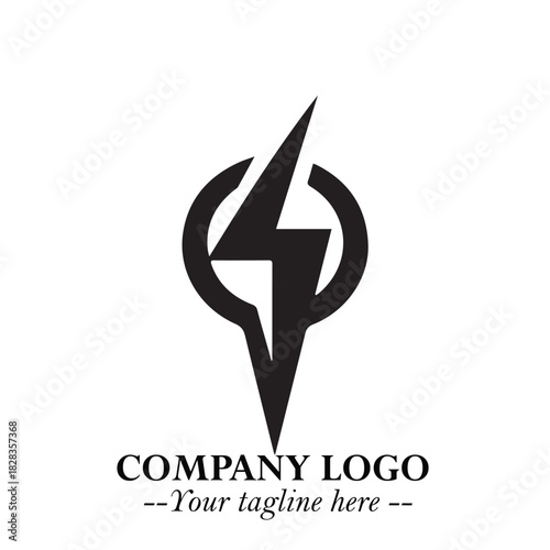 Sleek Electrical Logo Symbol on a Clean White Background for Modern Branding Design Elements Art