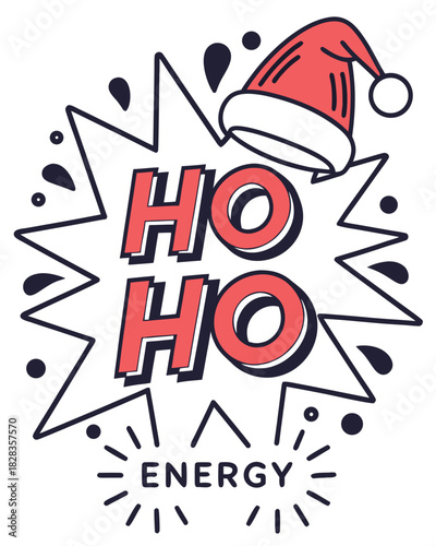 Ho Ho Ho Energy Comic Style T Shirt Design