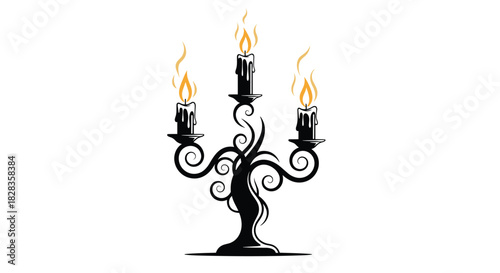 Elegant candelabra silhouette with glowing flames, perfect for vintage designs, Halloween themes, or adding classic charm to your creative projects