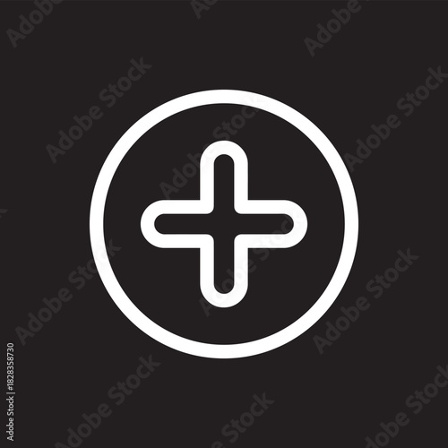 Add icon vector. Plus icon sign symbol vector. Medical cross vector icon illustration isolated on black background