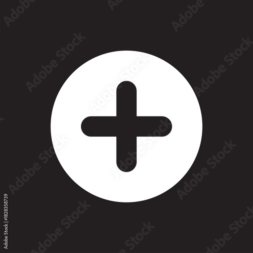 Add icon vector. Plus icon sign symbol vector. Medical cross vector icon illustration isolated on black background