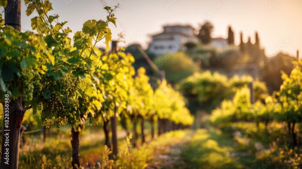 Fototapeta premium Vineyard landscape with transparent background