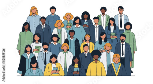 Diverse Group of People Standing Together A Community and Unity Illustration