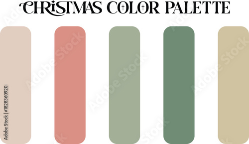 Modern christmas color palette with five muted tones for seasonal design