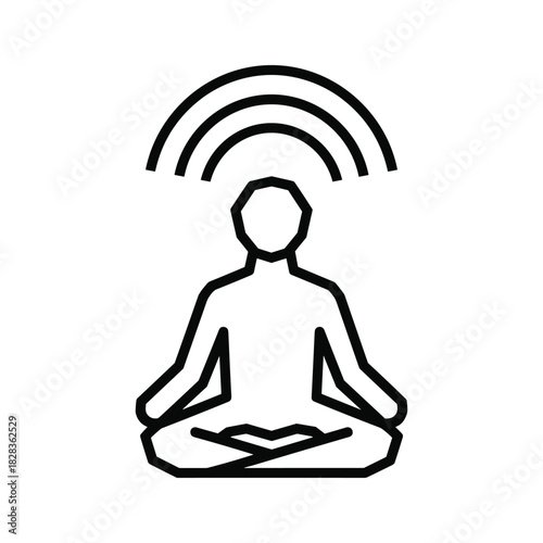 Mindfulness icon for meditation guidance and wellness resources, promoting stress relief and spiritual growth in a serene and peaceful setting