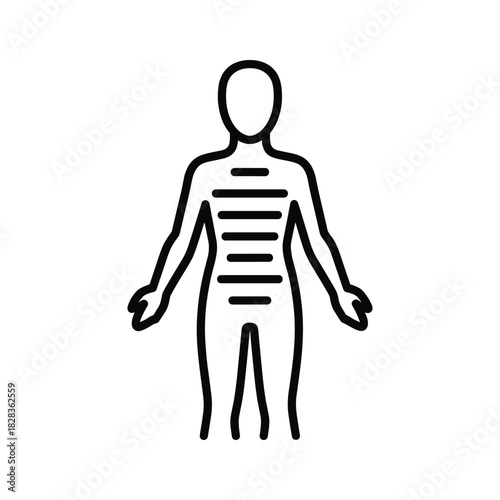 Human body outline for medical illustrations, healthcare designs, anatomy studies, educational resources, or modern wellness campaigns needing a sleek icon