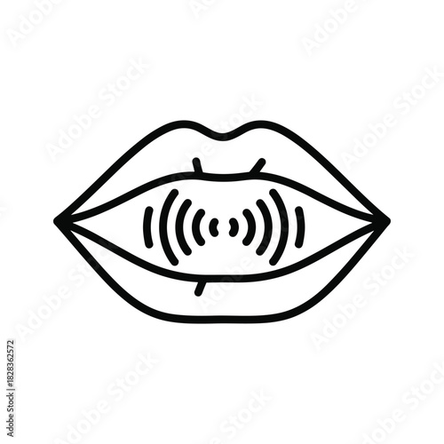 Communicate clearly with this lips talking sound wave design, perfect for illustrating speech therapy, language learning, or podcasting projects