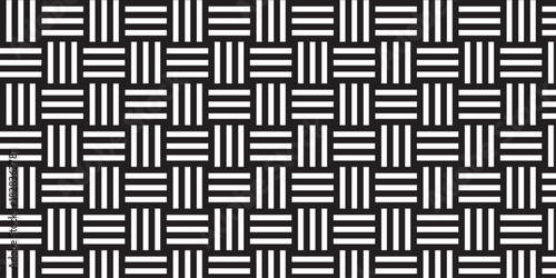 abstract black line geometric seamless pattern. vector ornament fabric retro textile square line decoration transparent and wallpaper texture design white background.