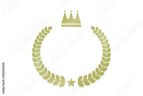 金色の王冠マークのついた月桂樹のアイコン