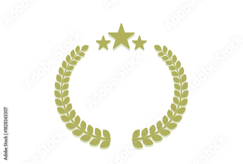 ゴールドの3つ星マークの月桂樹のアイコン