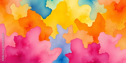 Abstract washes of vibrant hues, creating a textured watercolor backdrop,  blot,  vintage