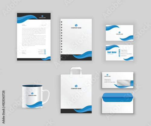 Classic corporate identity template design. Business Stationery Set Mockup. Stylish big set of business stationery items. Brand identity.