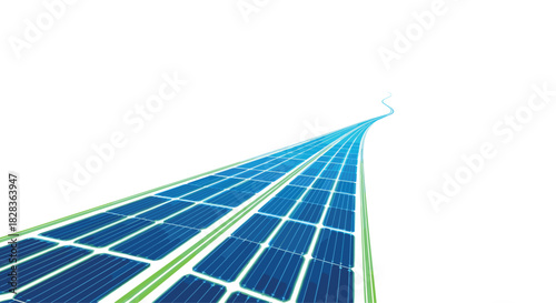 Solar Panels Energy Technology Future Road, Generative AI.