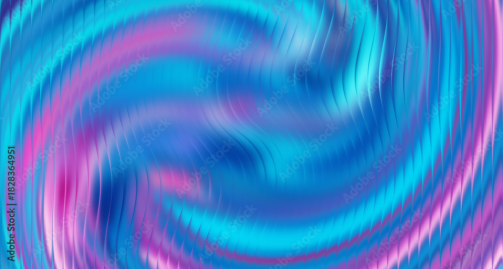 Fototapeta premium Holographic Abstract Waves: Blue Pink Gradient