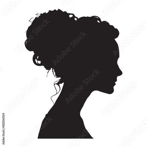 Graceful woman profile silhouette showcasing a sophisticated updo hairstyle Vector