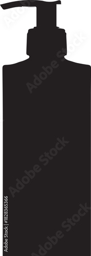 Hand sanitizer or lotion bottle with dispenser silhouette isolated over white