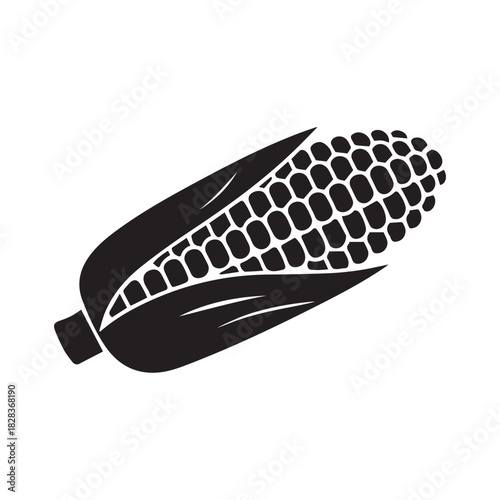 Sweet corn on the cob black silhouette icon vector illustration art