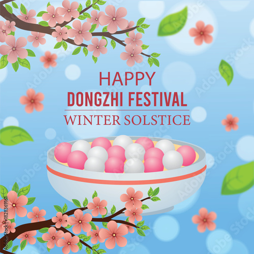 Happy Dongzhi Festival Celebration with Traditional Tangyuan and Festive Decor