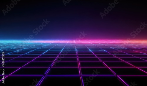 Cyberpunk grid landscape