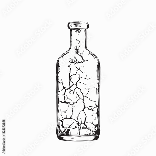 Transparent Glass Bottle Broken Pieces Isolated On white Background 
