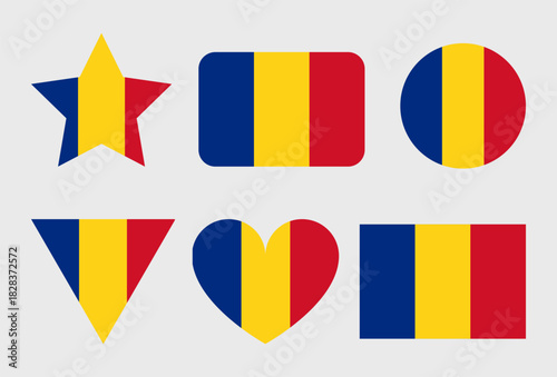 Romania Flag Vector Icons Set of Illustrations