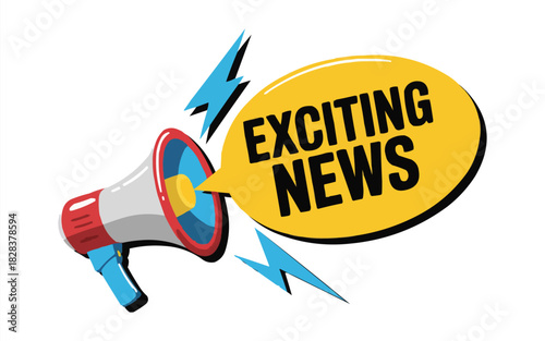 Share your thrilling announcement with this striking megaphone design, perfect for promotions, sales, or breaking news alerts, a dynamic visual for your brand